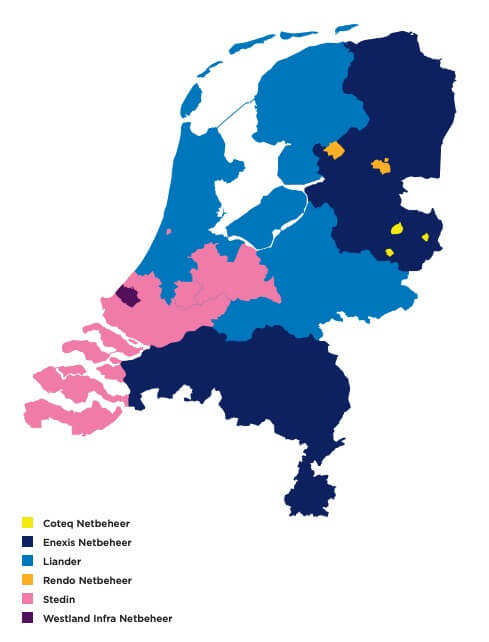 Kaart stroom netbeheerders 2023